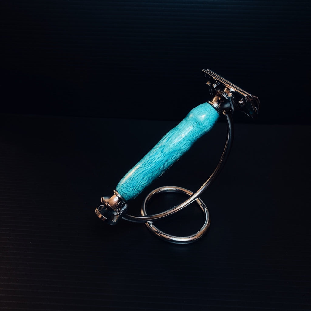 Turquoise Wood DE Safety Razor - Valkryie