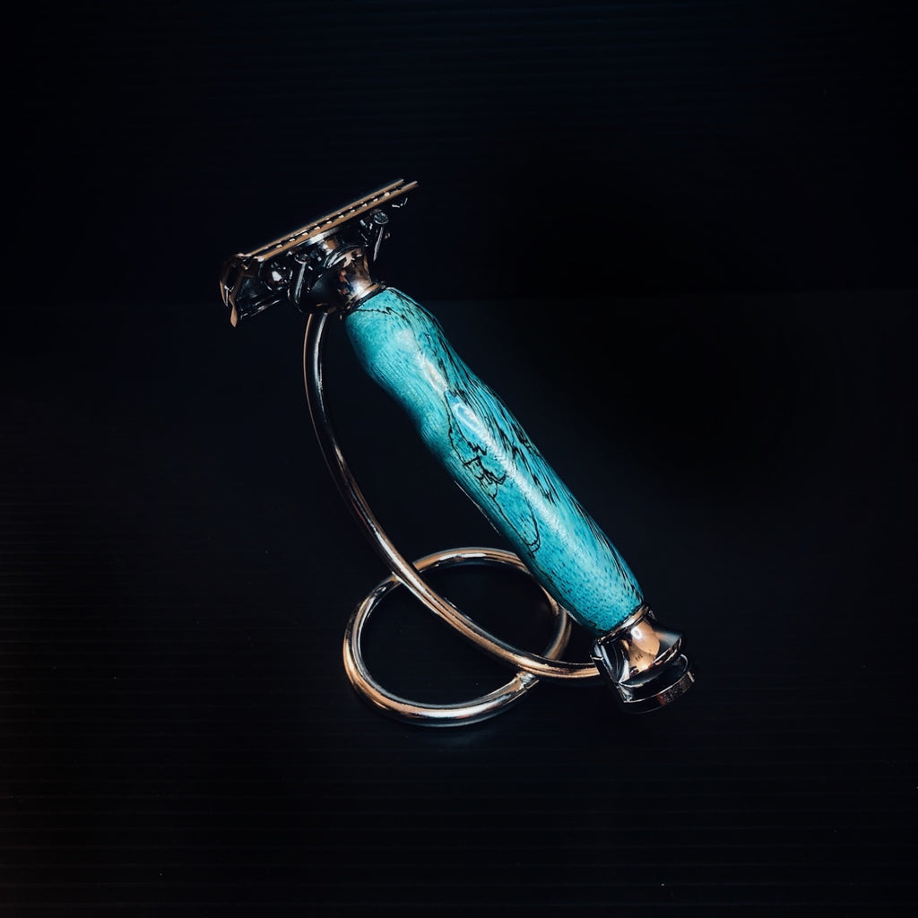 Turquoise Wood DE Safety Razor - Valkryie