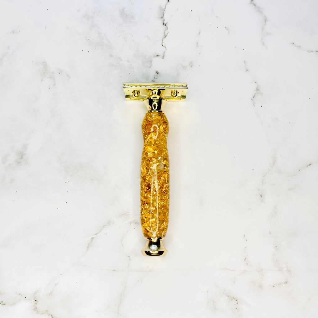 Gold Flake on Gold DE Safety Razor - Valkryie